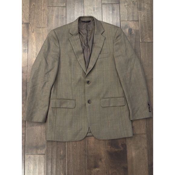 Joseph & Feiss Other - Joseph & Feiss Gold 38R Mens Blazer Jacket  100% Wool Brown 2 Button Single Vent